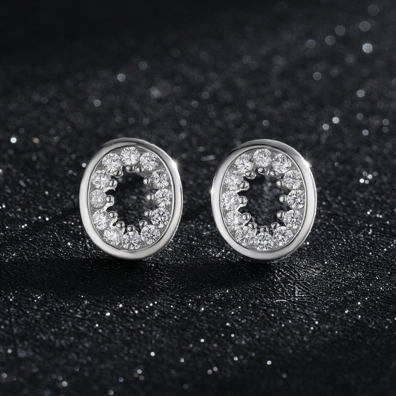 Elegant Sterling Silver Earrings with Zircon Inlay for Fashionable Women