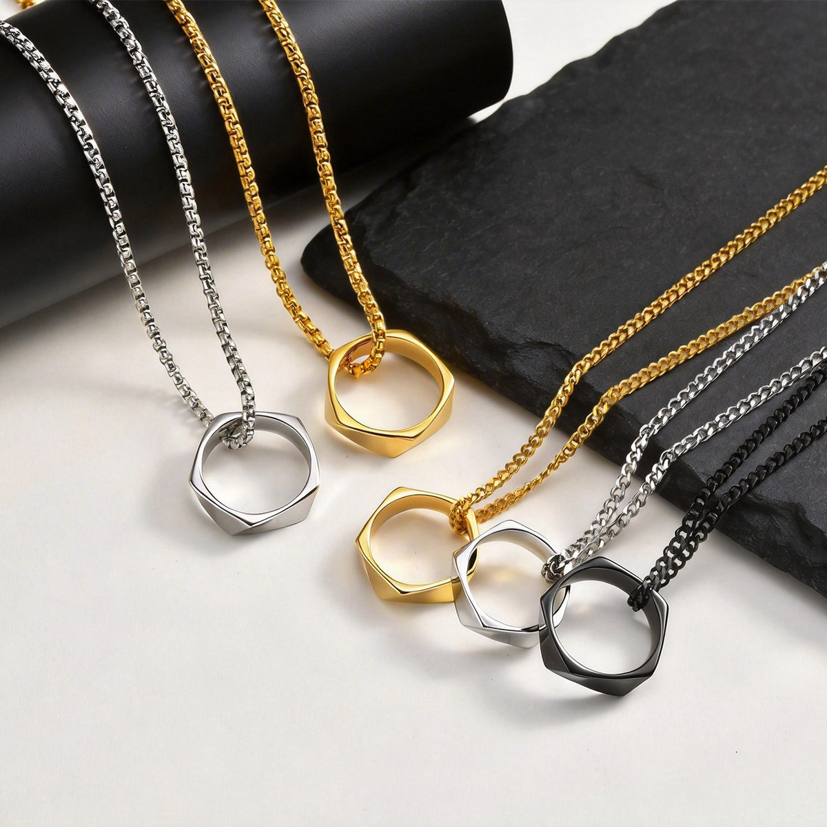 Cold Wind Stainless Steel Design Geometric Mobius Ring Pendant
