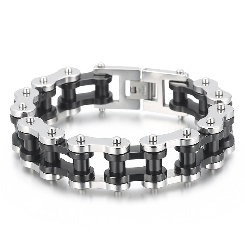 Titanium Steel Men's Bicycle Bracelet - 18mm Hip-Hop Rock Style Locomotive Chain for European and American Men