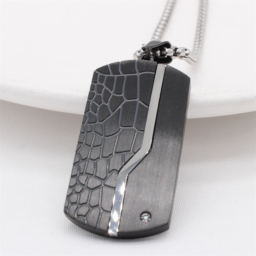 Planderful Titanium Steel Pendant for Men and Women Unisex Minimalist Military Style Statement Necklace