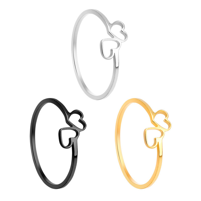 Heartfelt Connection Stainless Steel Couple Rings - Wholesale Romantic Jewelry