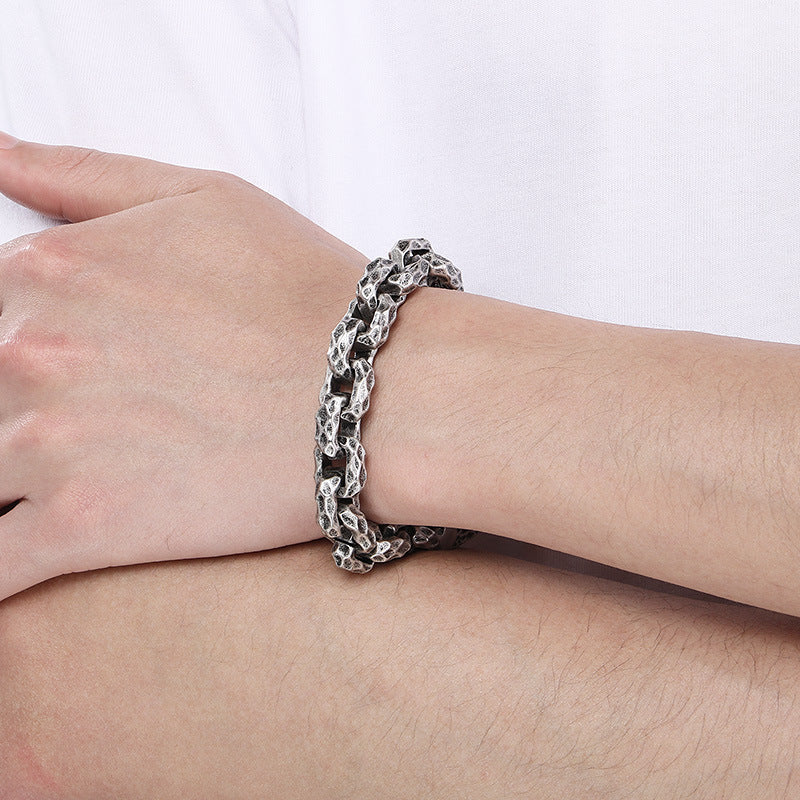 Planderful Hammered Titanium Stainless Mens Bracelet
