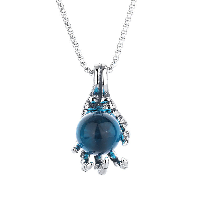 Steel Necklace – Statement Dragon Claw Pendant
