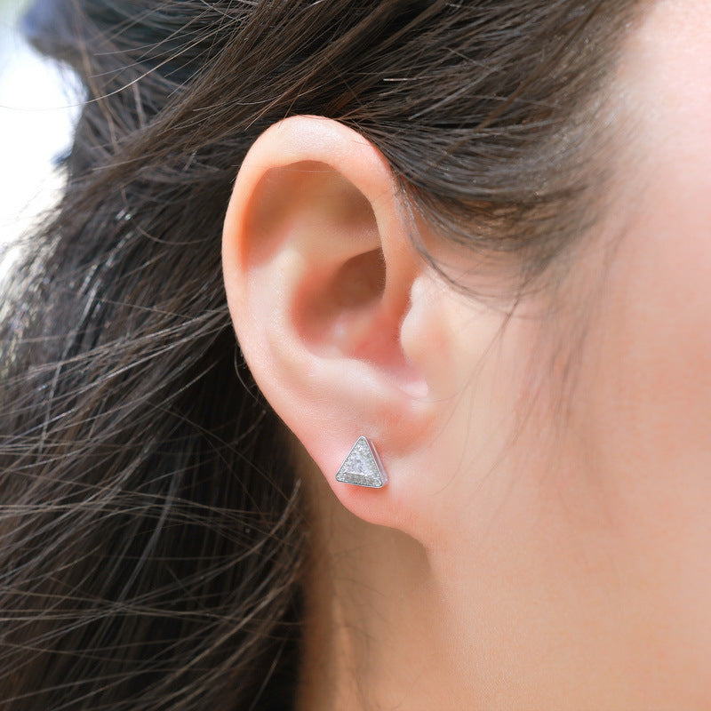 S925 Sterling Silver Diamond-Shaped Stud Earrings