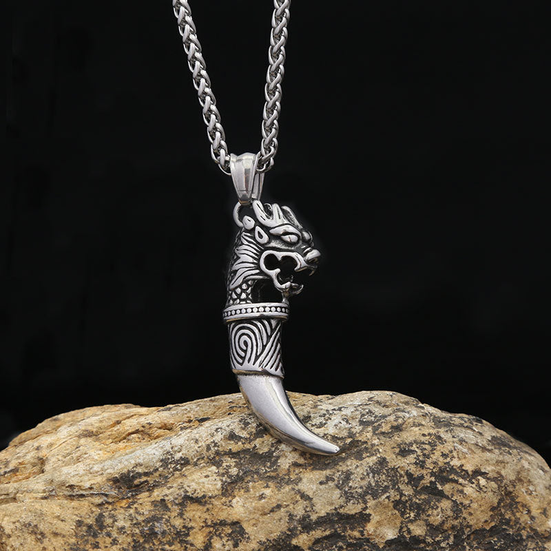 European And American Men's Wolf Tooth Necklace Trendy Stainless Steel Hip-Hop Jewelry