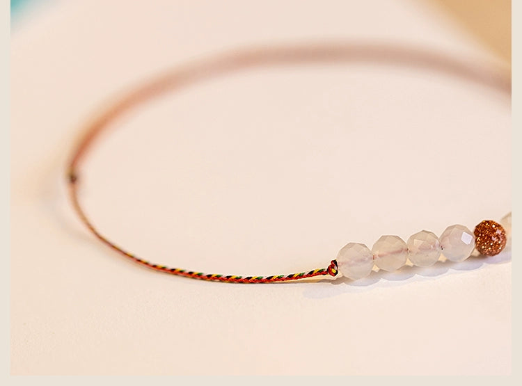 Shimmering Sunstone Crystal Bracelet with Sterling Silver Beads