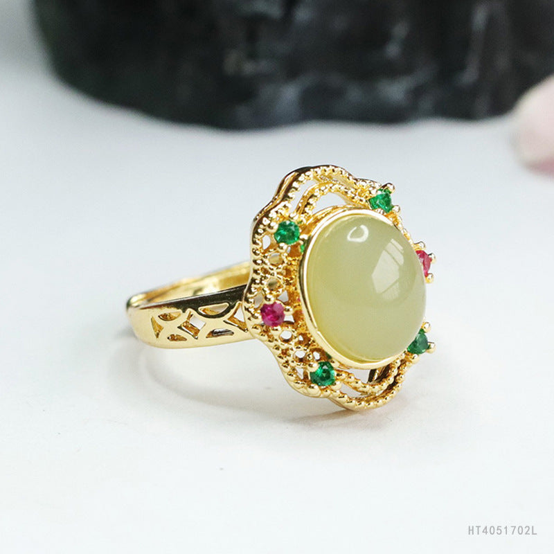 Qingshui Hetian Jade Openwork Ring