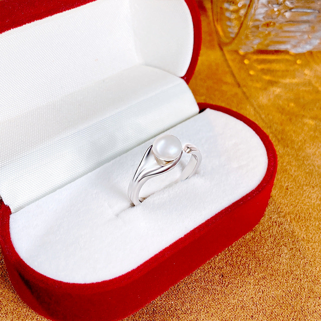S925 Sterling Silver Freshwater Pearl Ring — Adjustable