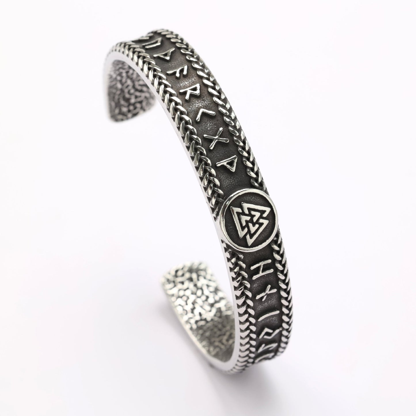 Viking Symbol Stainless Steel Bracelet Unisex C Shape Opening Retro European American Style Planderful