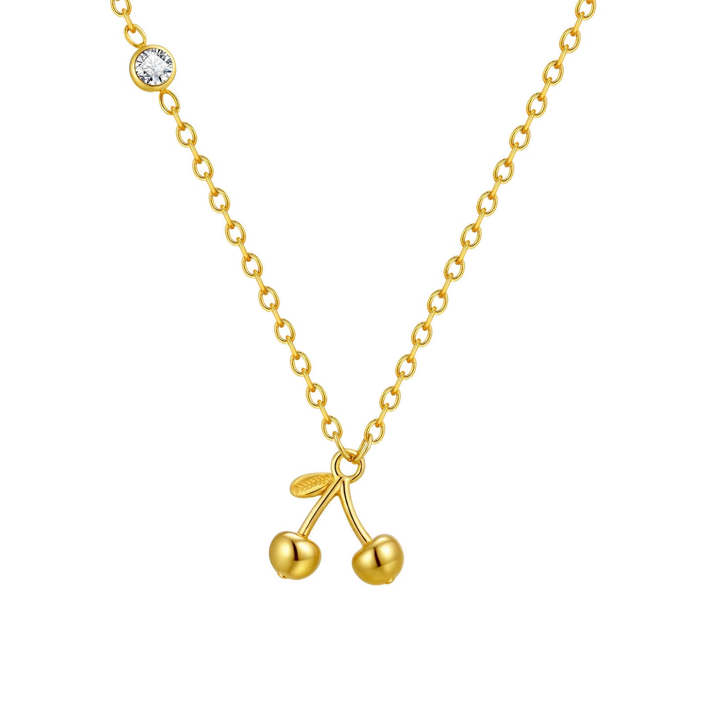 Stainless Steel Gold-Plated Style Design Zircon Cherry Necklace – Anklet