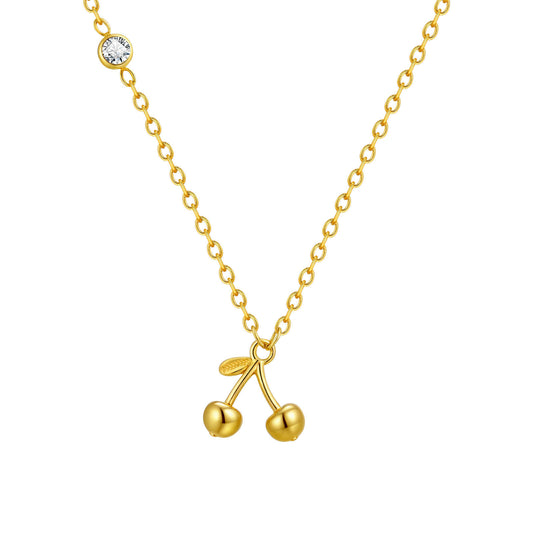 Stainless Steel Gold-Plated Style Design Zircon Cherry Necklace – Anklet