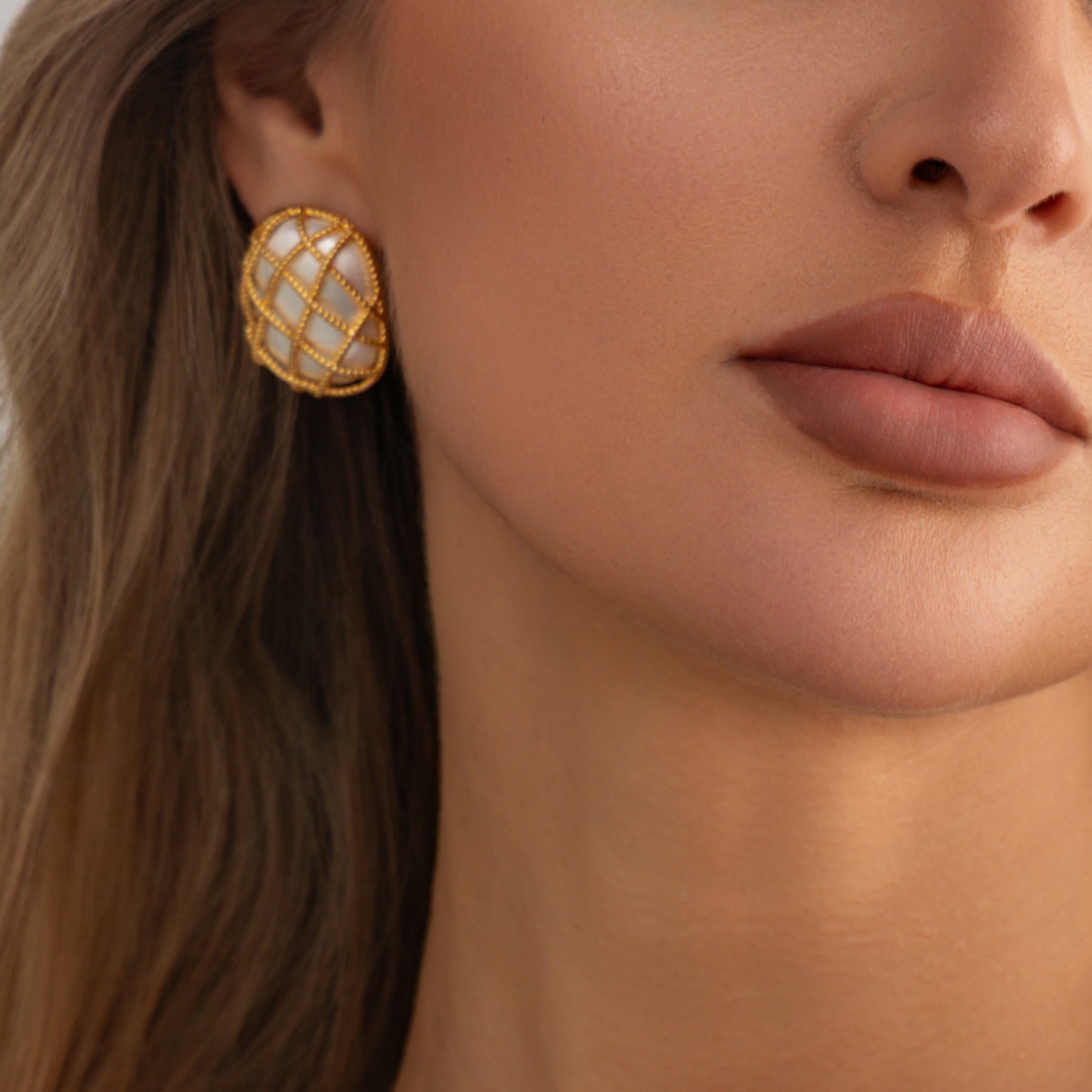 Planderful Vienna Verve Woven Mesh Brushed Stud Earrings For Women Retro Square Rhombus Statement Jewelry