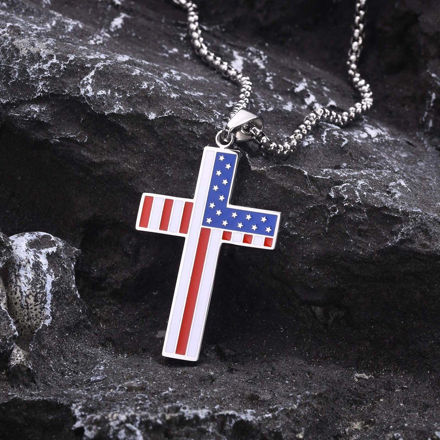 Stainless Steel Smooth Back Sand Corrosion Epoxy Cross Pendant