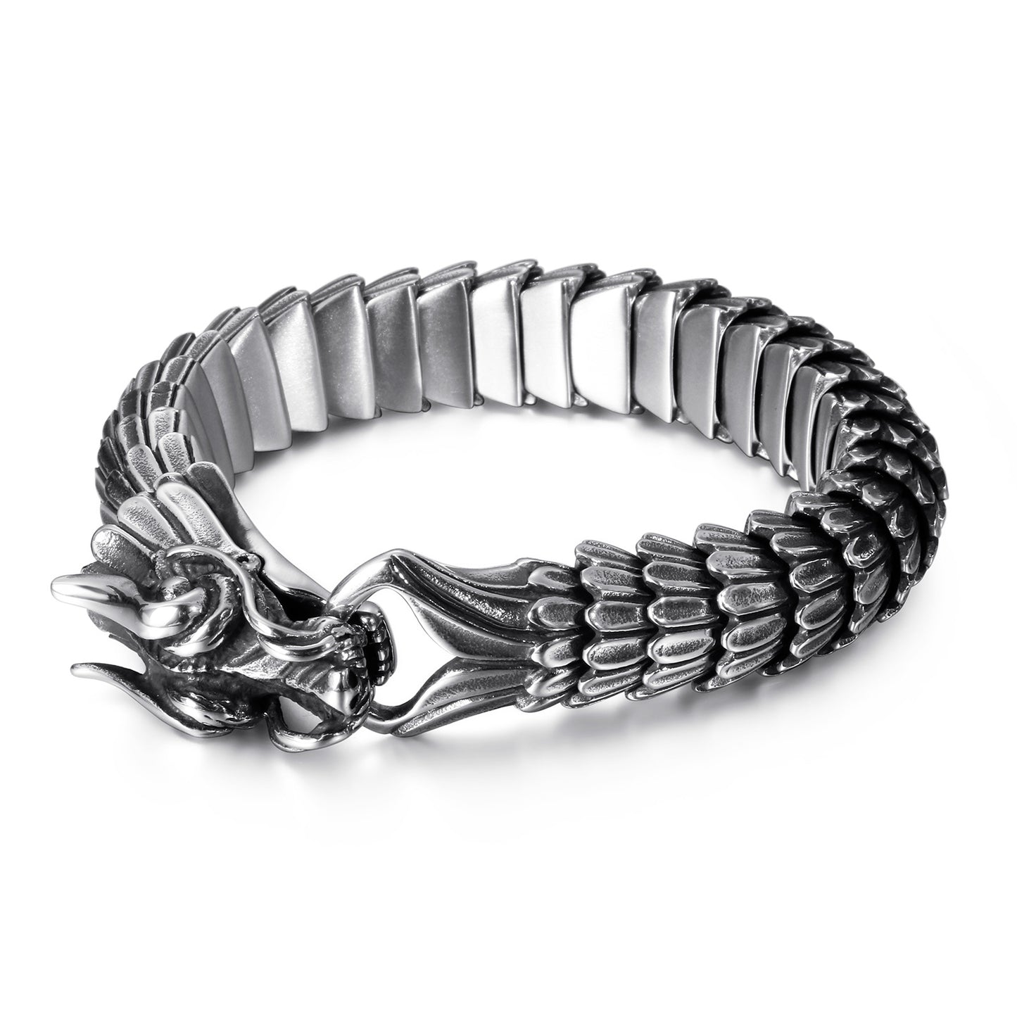 Zodiac Dragon Bracelet – Dragon Scale Pattern Men's Bracelet Stainless Steel Keel