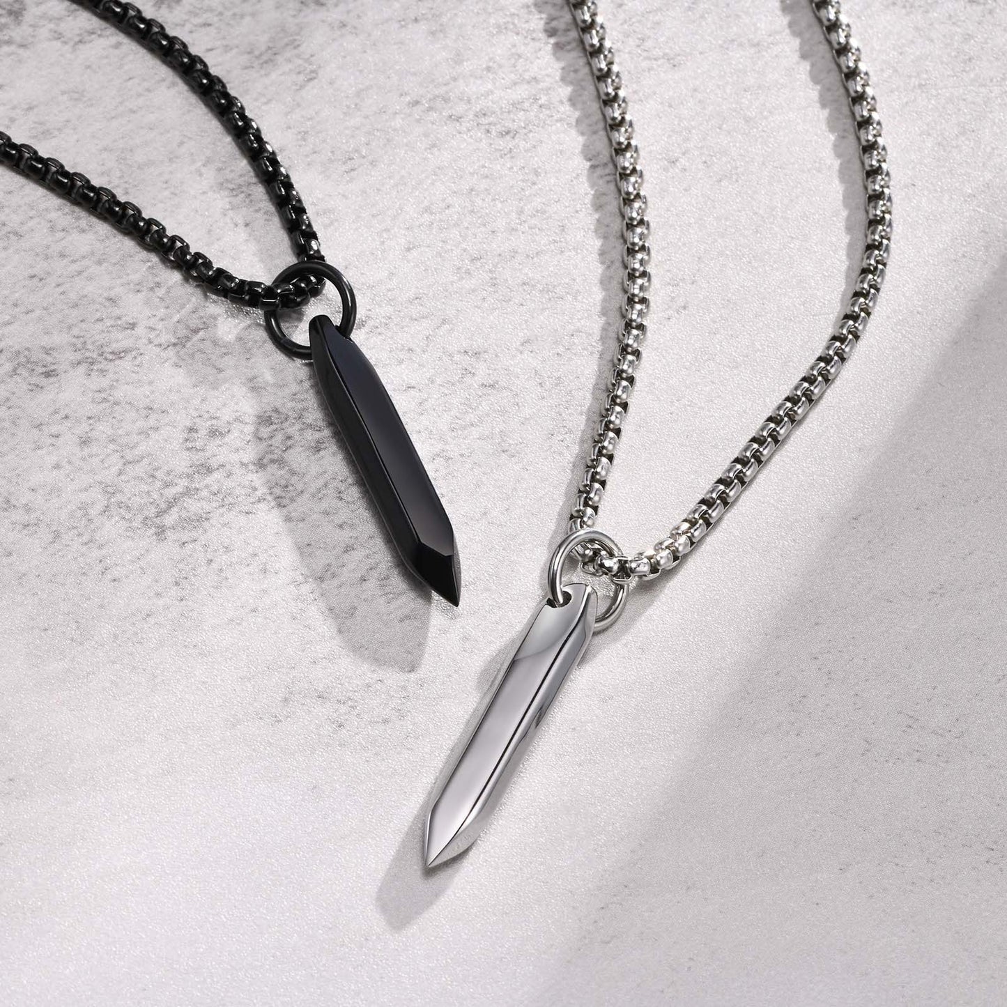 Stainless Steel Pointed 6-Sided Nail Pendant Men's Necklace
