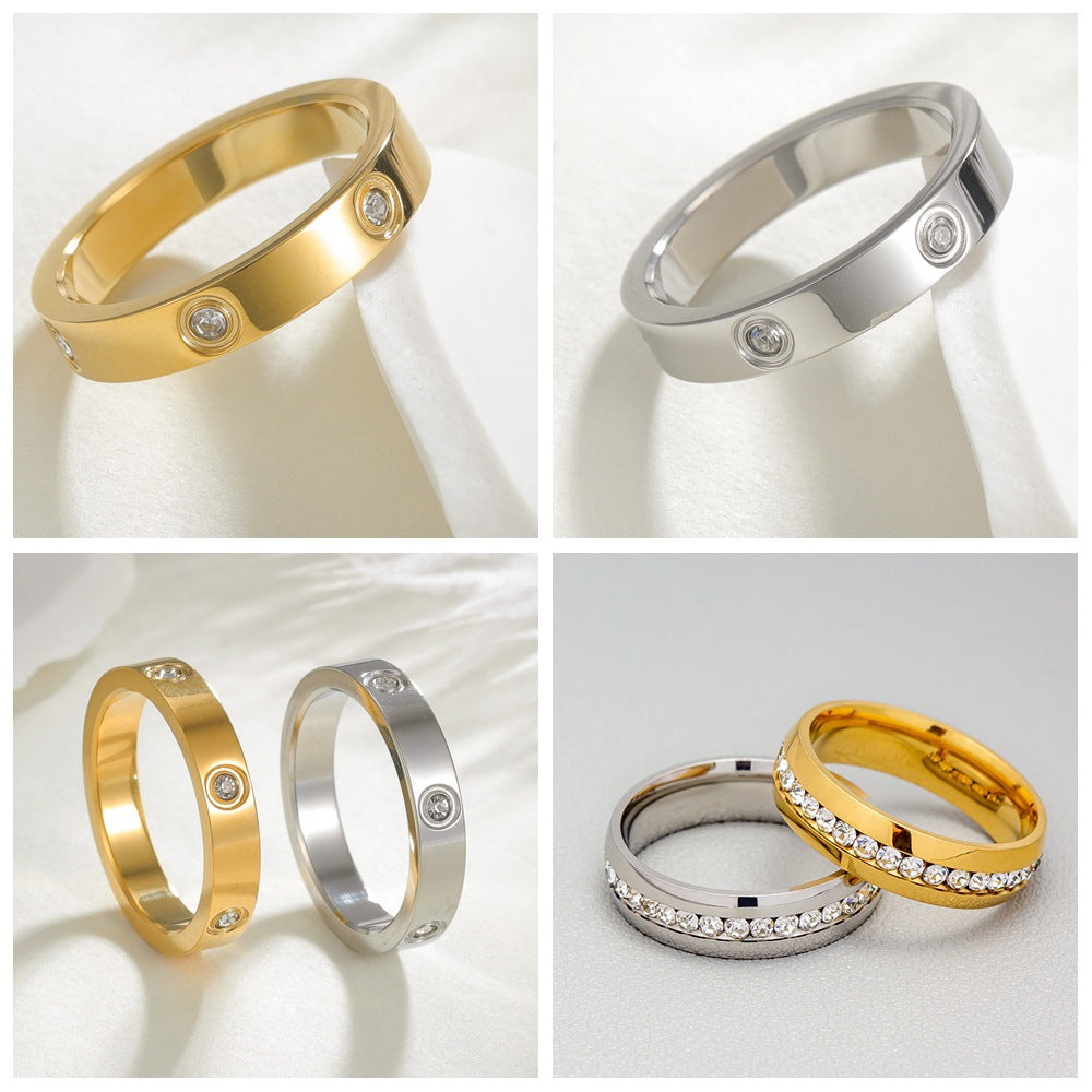 Planderful Rotating Zircon Couple Ring Set For Men Women