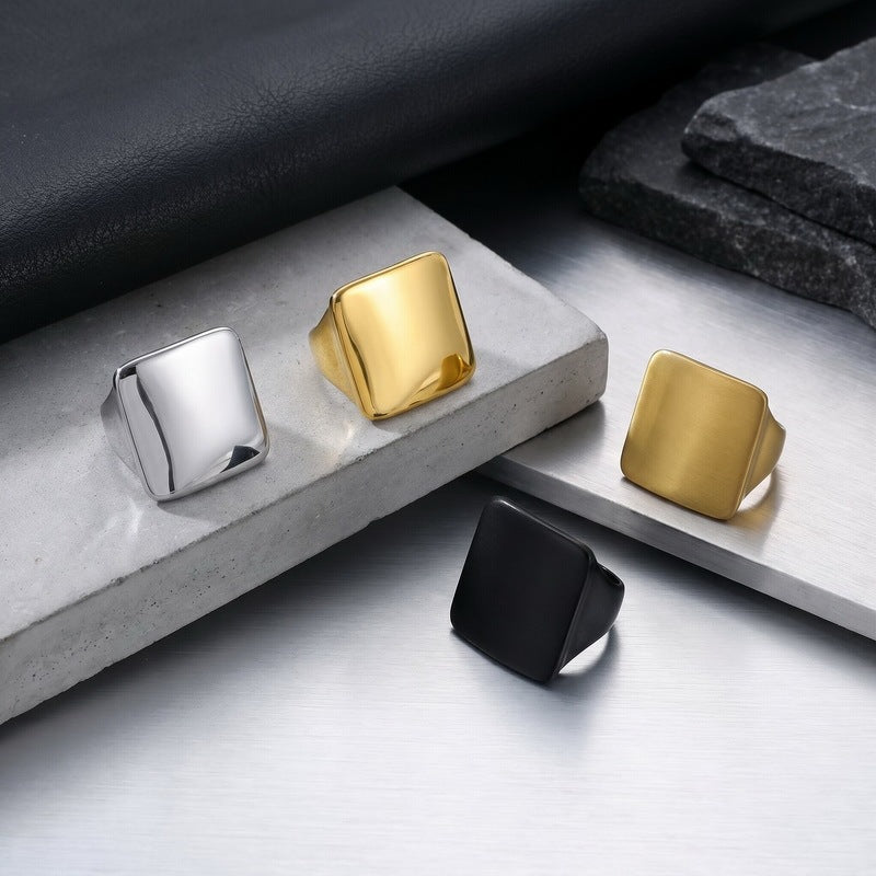 Wide Aspect Ring Hip-Hop Smooth/Sand Surface Men's And Women's Stainless Steel Ring