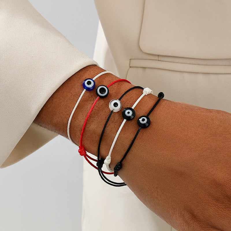 Planderful Vienna Verve Handmade Braided Rope Devil's Eye Bracelet Set – Stylish Creative Design