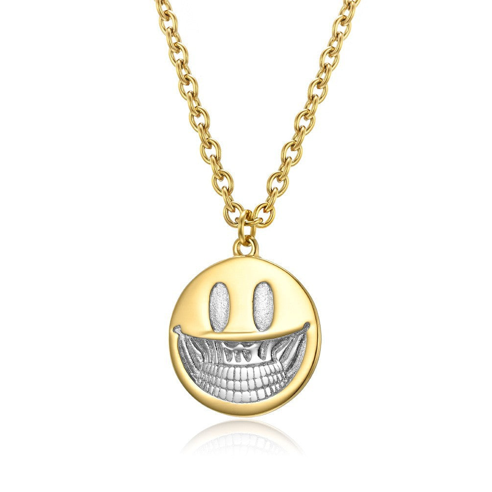 Dark Pop Style Skull Smiley Face Trendy Necklace for Men