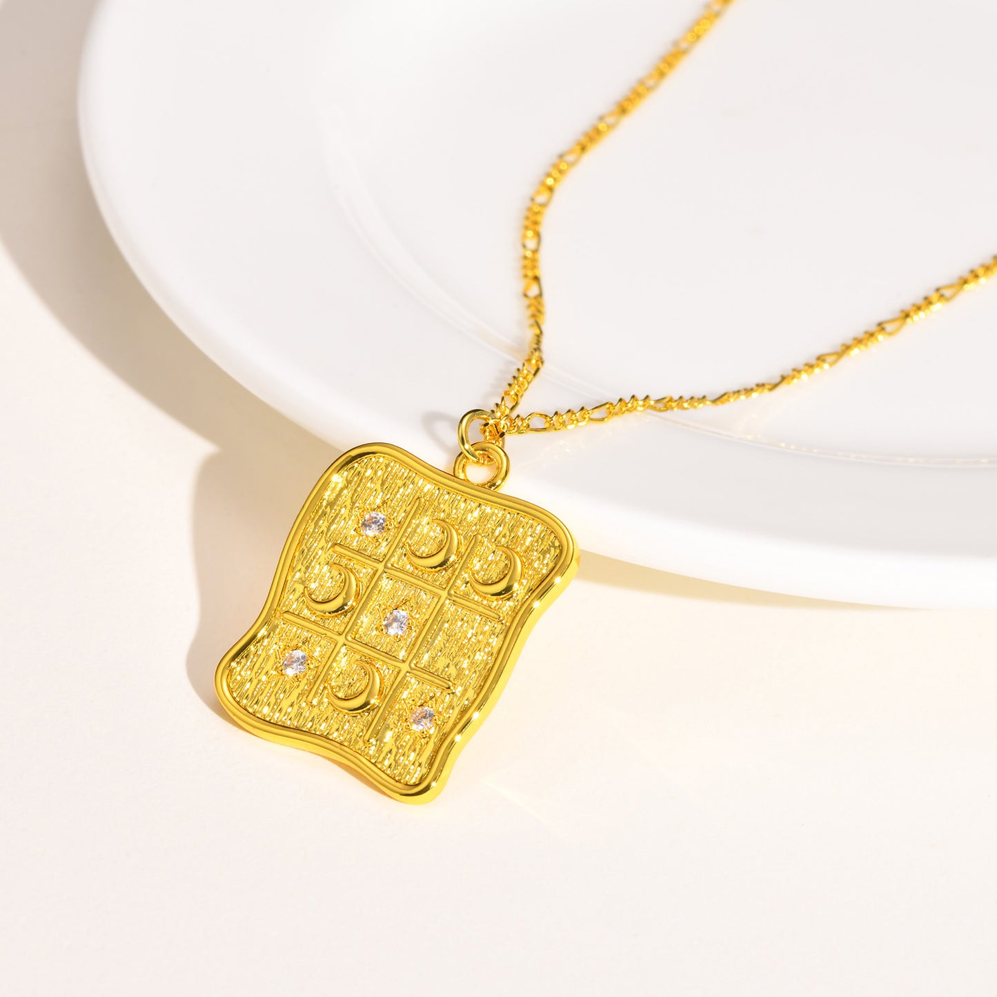 Copper Necklace Star And Moon Geometric Gold Jewelry Wholesale