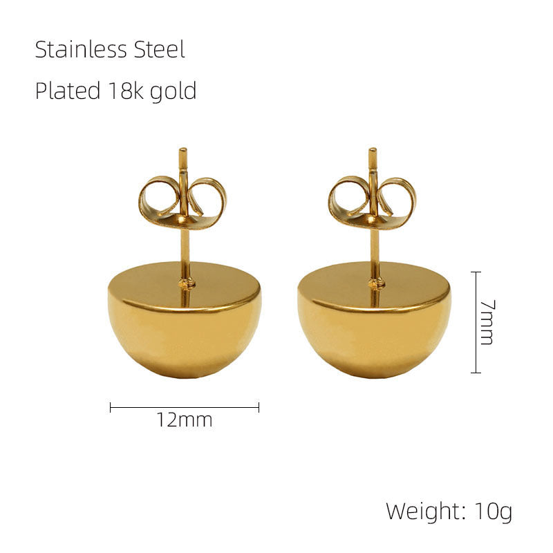 Planderful Hemisphere Stainless Steel Earrings For Women Glossy Statement Jewelry With Personalization Options