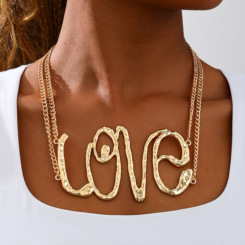 Planderful Vienna Verve Necklace – Bold Heavy Metal Love Letter Design