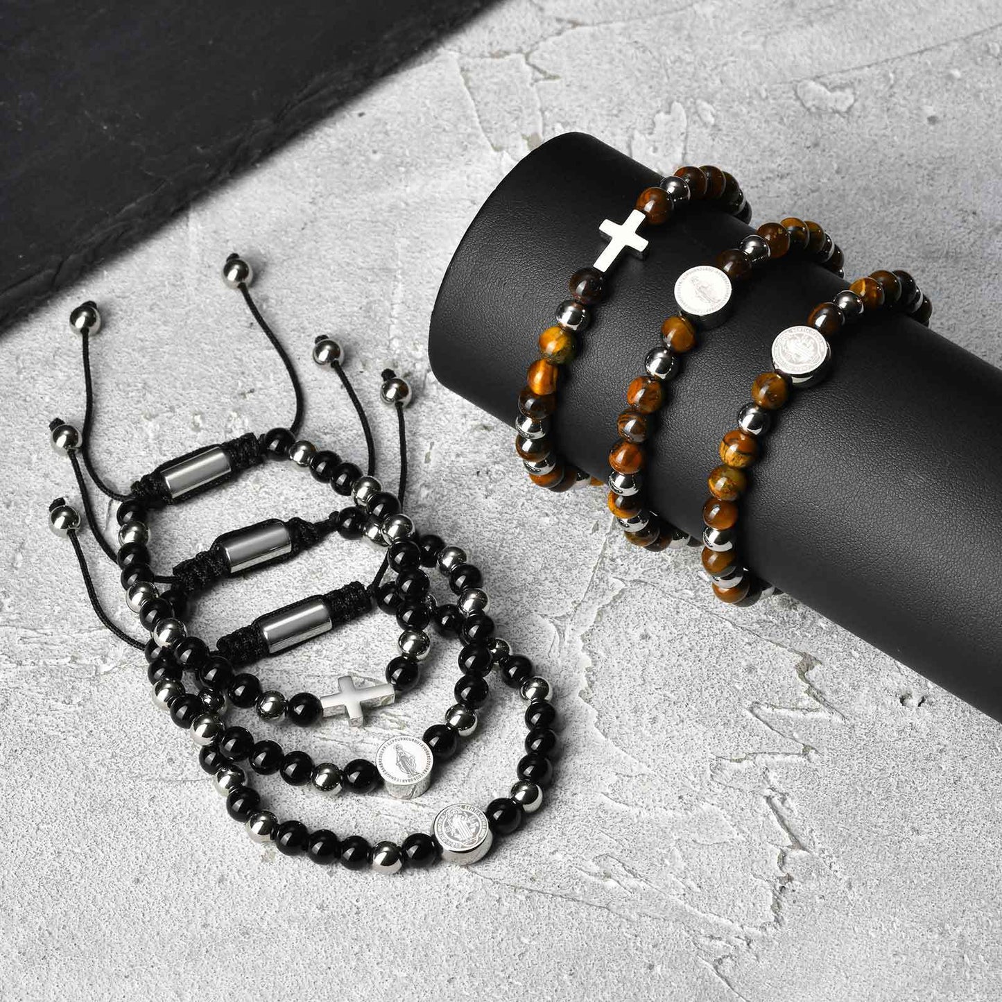 Planderful Saint Benedict Bracelet Natural Stone Beaded Men