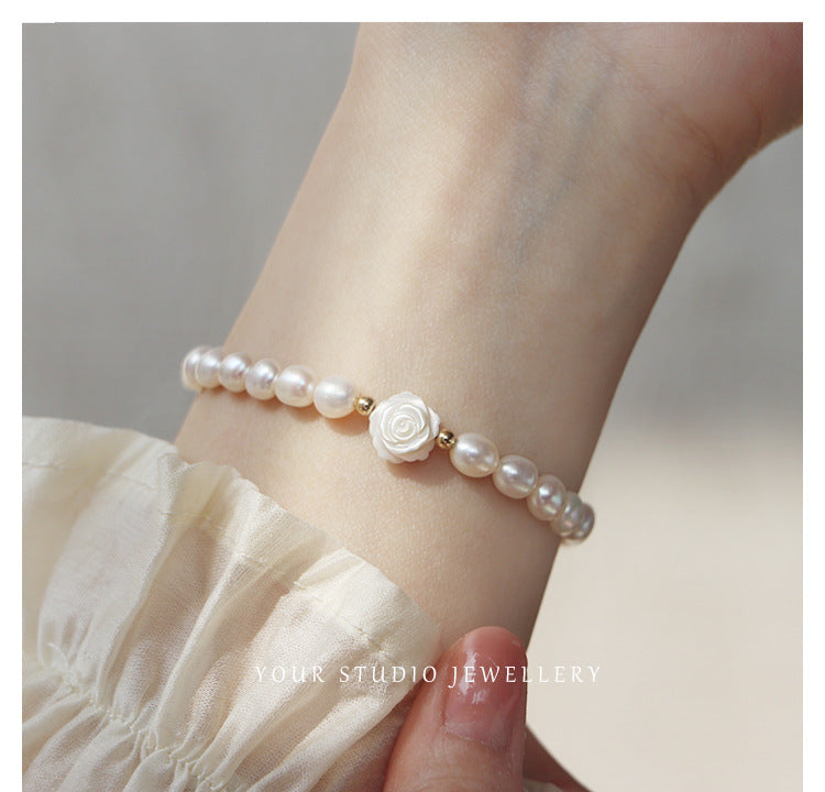 Pearl Camellia Stretch Bracelet