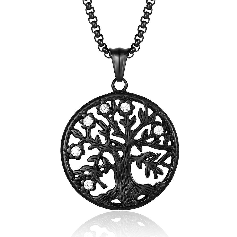 Planderful Celtic Tree Of Life Necklace For Modern Hipster Style Enthusiasts Durable Steel Pendant