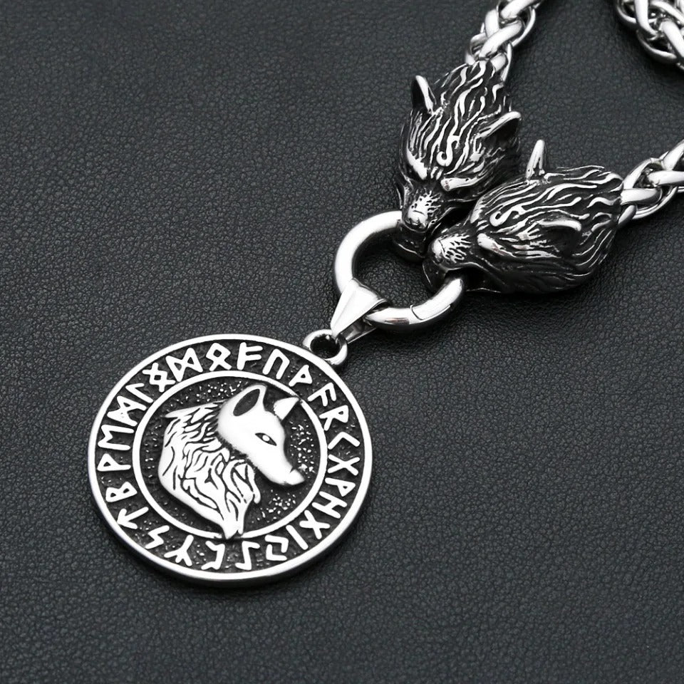 Viking Wolf Stainless Steel Men's Pendant Necklace