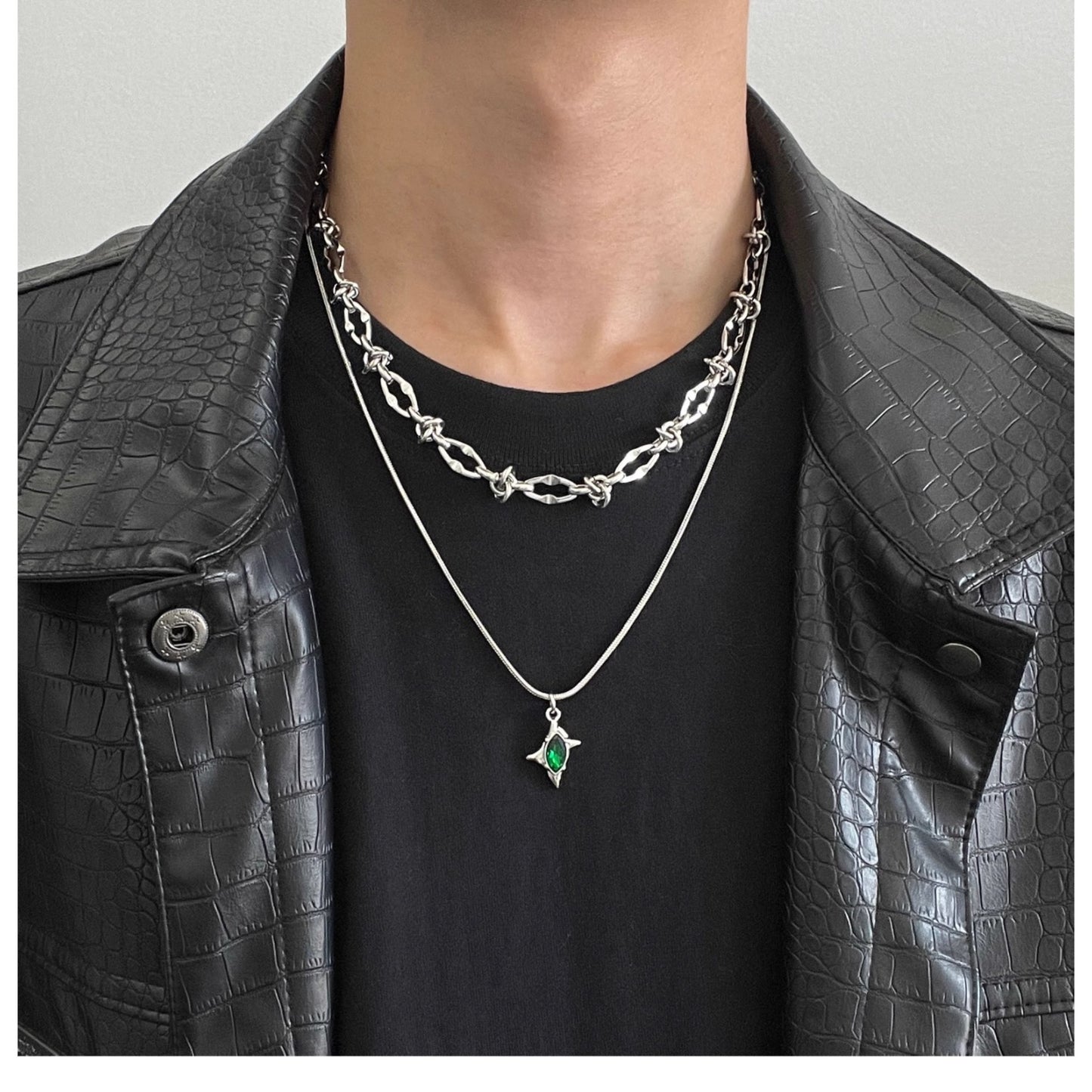 Planderful Jewelry Gemini Star Necklace Double Layer Steel Chain Layered Collarbone Trend