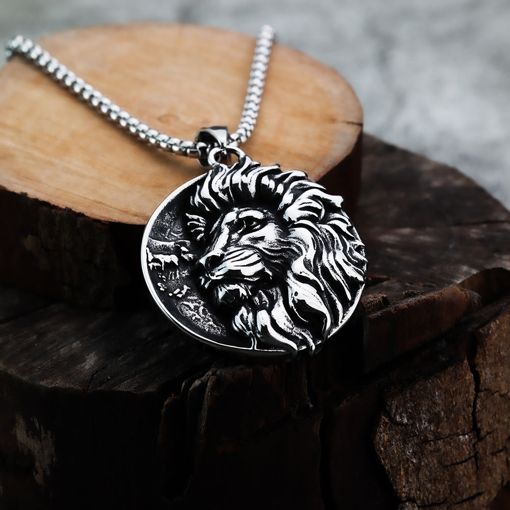 Cross-Border Simple Lion Head Pendant Jewelry for Men
