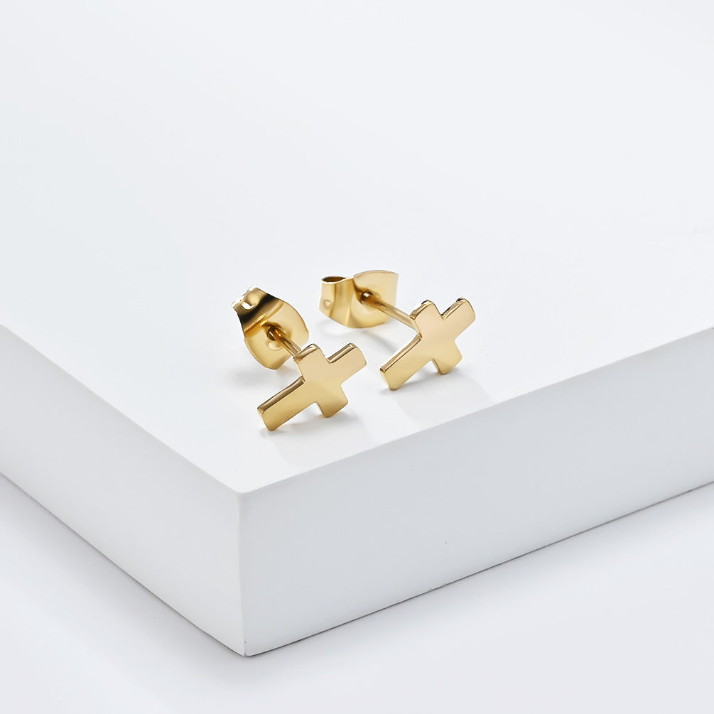 Planderful Titanium Steel Cross Earrings For Men And Women Trendy Minimalist Everyday Genie Jewelry