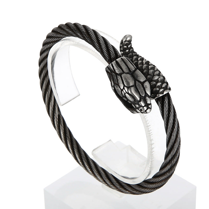 Braided Wire Steel Wire Bracelet – Street Rock Hip-Hop Multi-Color Zodiac Snake Titanium Steel