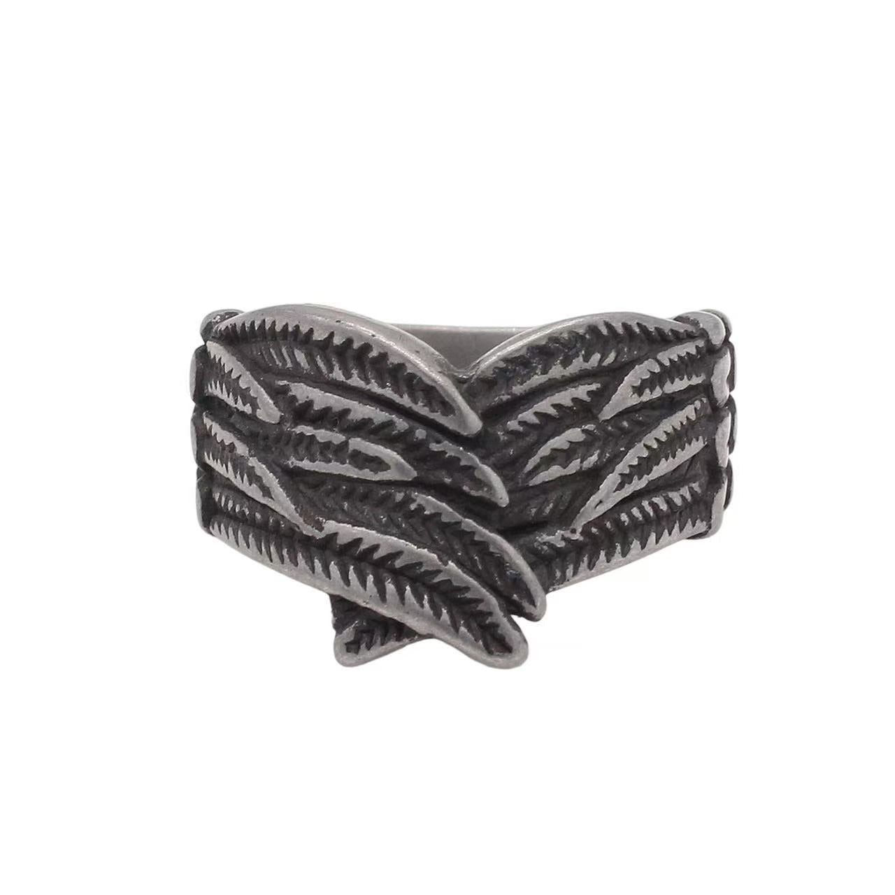 Planderful Jewelry Titanium Steel Angel Wing Ring For Men Vintage Feather Design