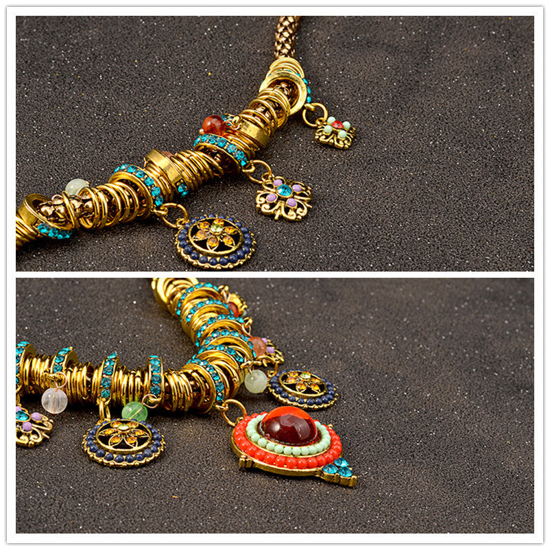 Bohemian Gemstone Tassel Petals Glass Necklace Earrings - Savanna Rhythms