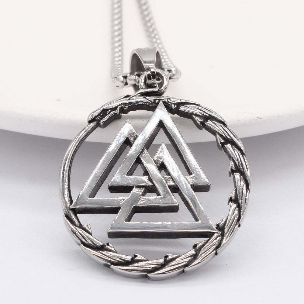 Viking Titanium Steel Pendant For Men And Unisex Retro Hollow Triangle Protection Statement By Planderful