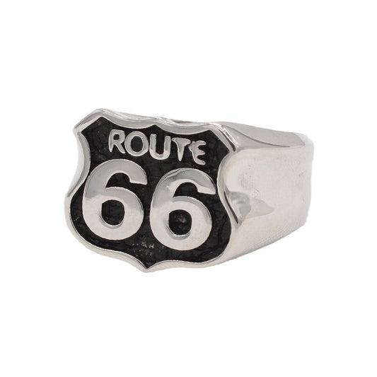 Vintage Route 66 Men's Titanium Steel Ring with European and American Personality