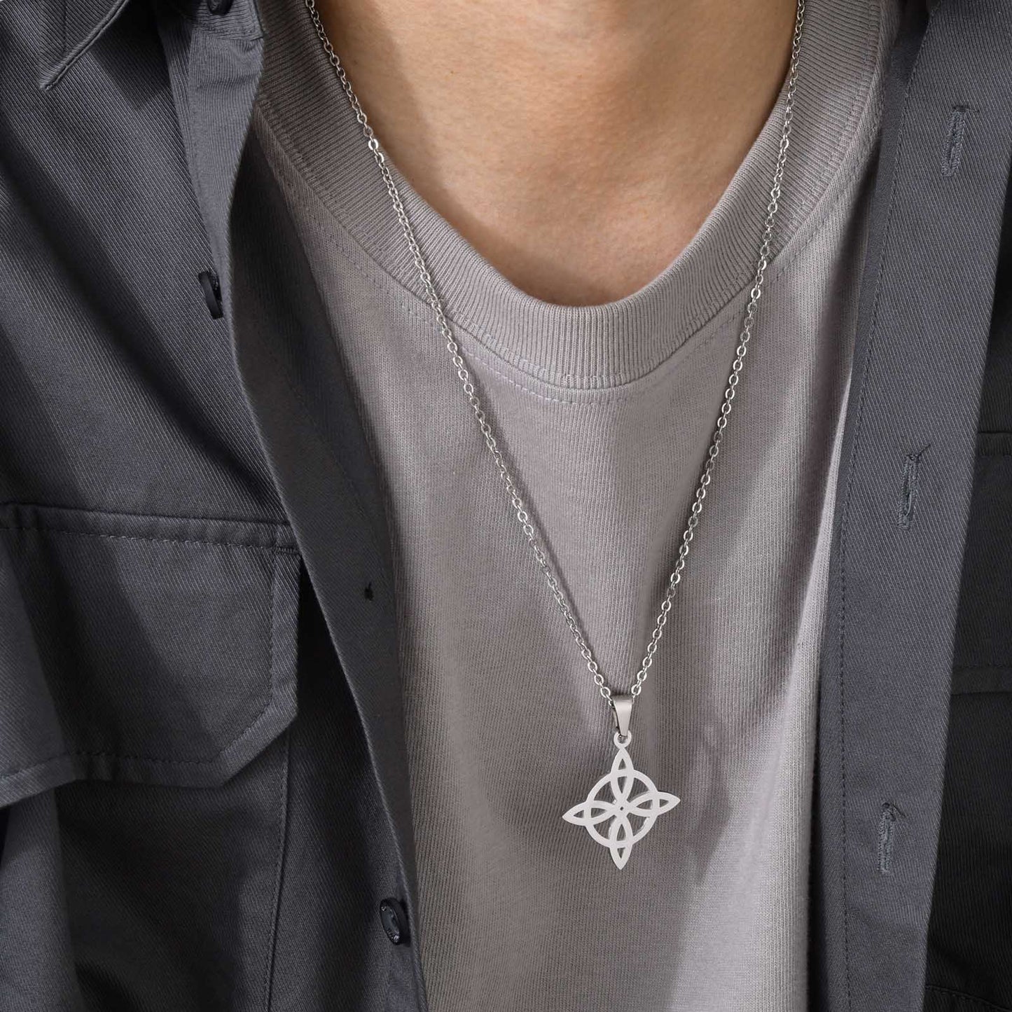 Stainless Steel Celtic Knot Pendant Black Men for Men