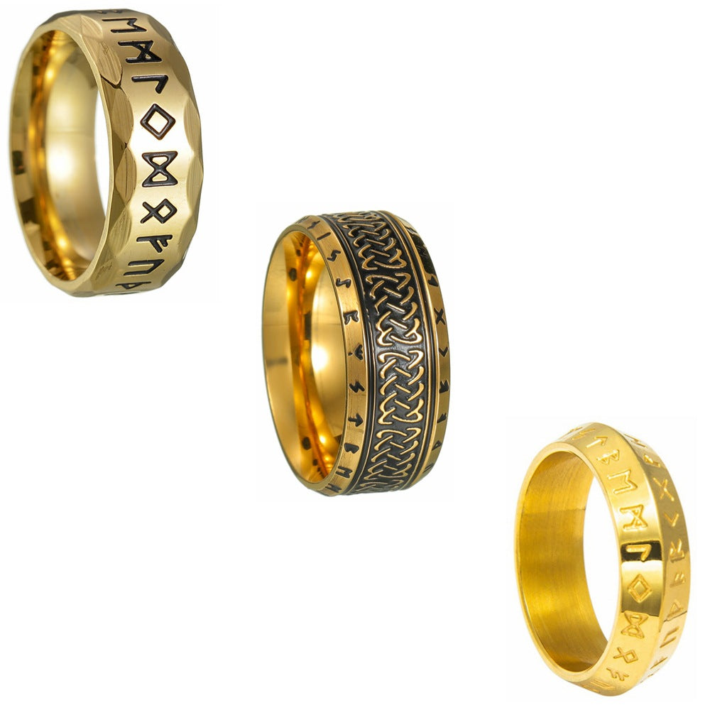 Planderful Viking Luhn Rune Ring Titanium Steel For Men And Unisex Protection Statement Jewelry
