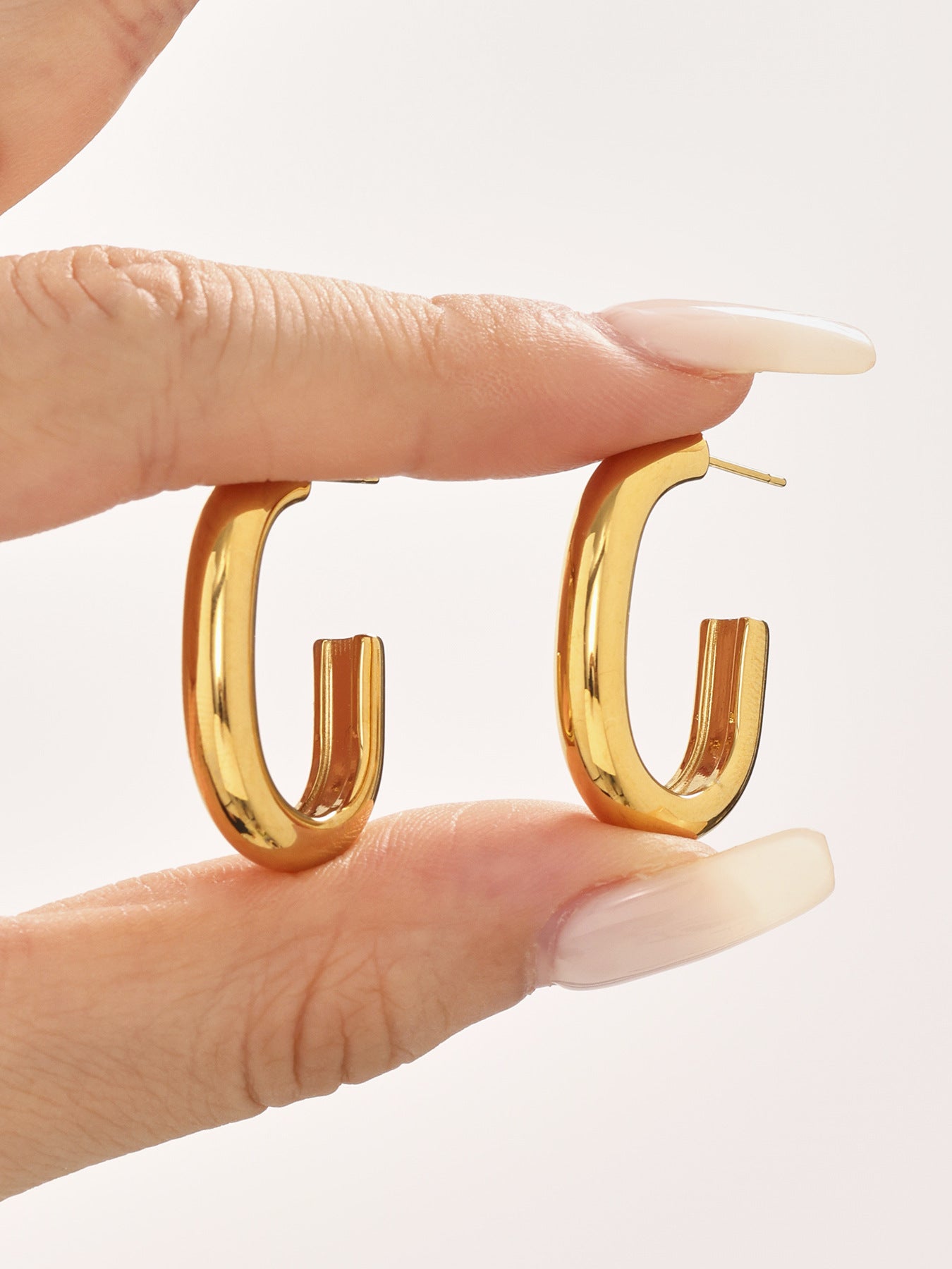 Planderful Ladies Genie Double Layer C Shaped Earrings 18K