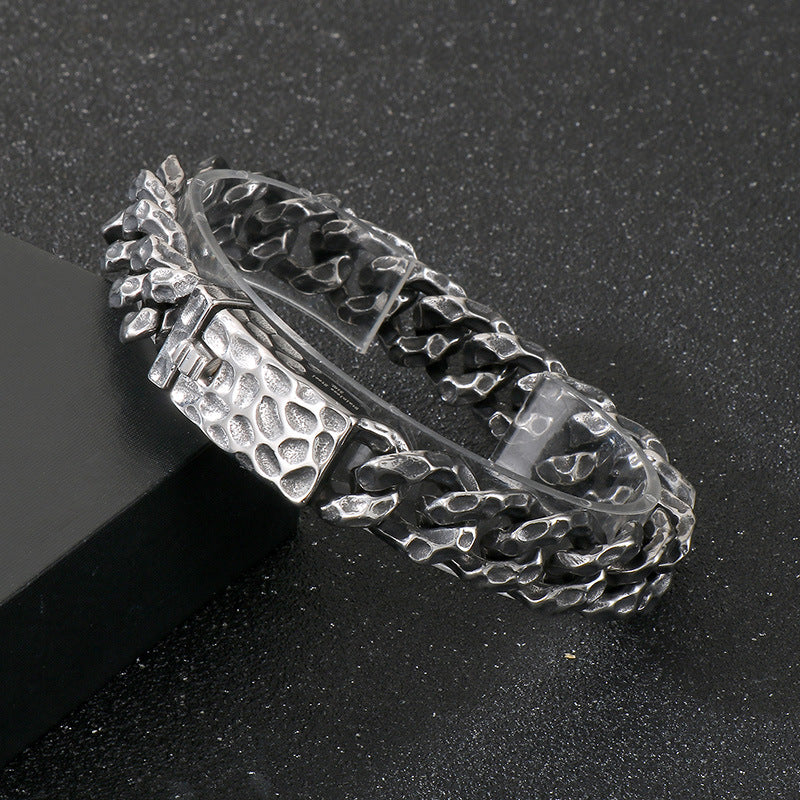 Planderful Beating Pattern Cuban Chain Men Bracelet