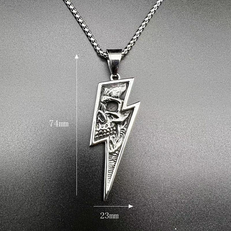 Steel Necklace - Vintage Skull Pendant for Men