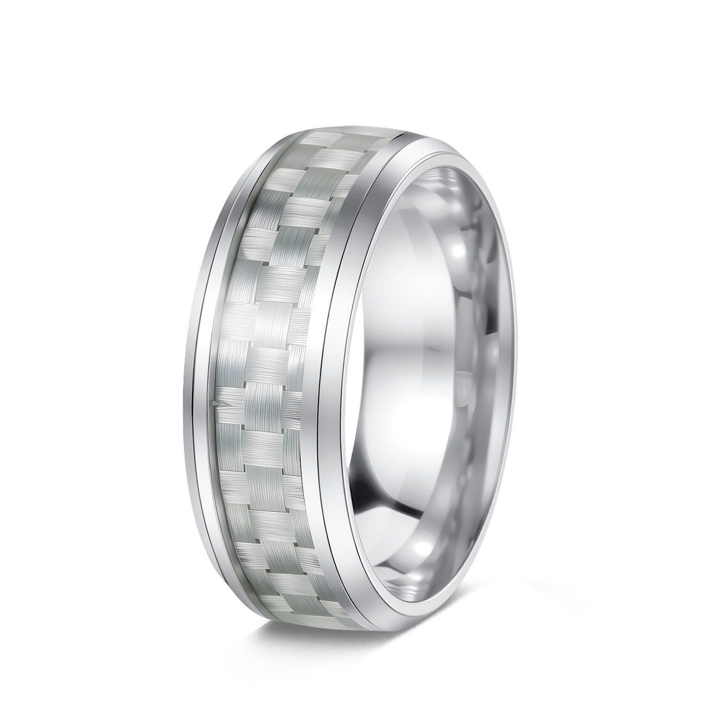 Planderful Everyday Genie Titanium Steel Ring For Men Unisex 8mm Blue Carbon Fiber Inverted Edge