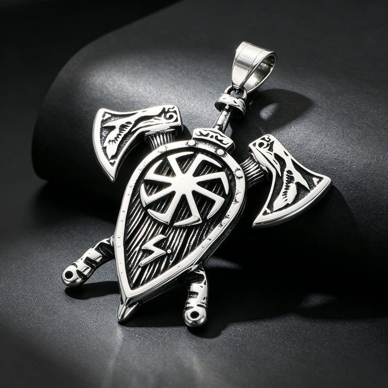 Viking Weapon Element Pendant Punk Street Double Knife Skull Baseball Bat Skull Necklace