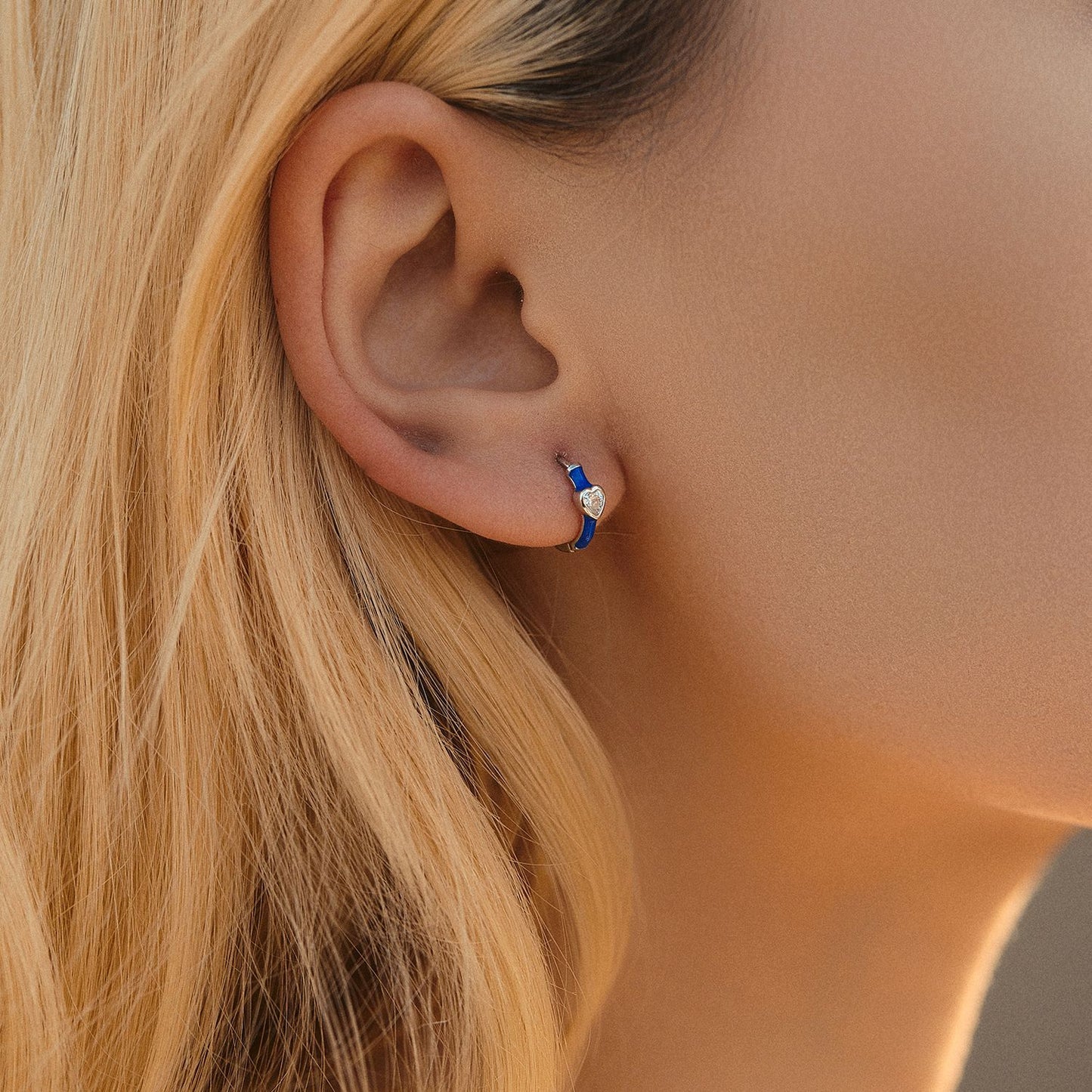 Pure Silver Klein Blue Heart Zircon Earrings
