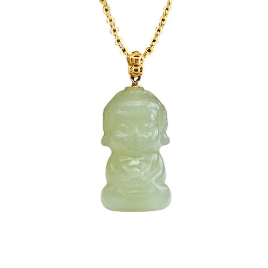Baby Buddha Jade Necklace crafted from Natural Hotan Jade