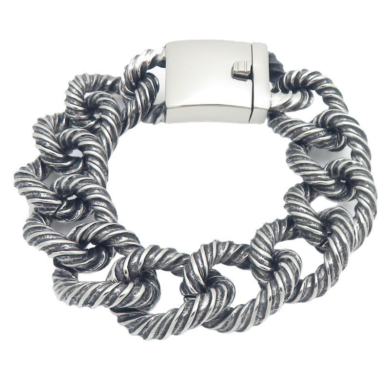 Twisted Rope Twist Cuban Chain Stainless Steel Men's Bracelet