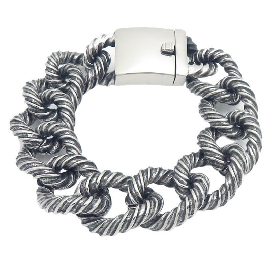 Twisted Rope Twist Cuban Chain Stainless Steel Men's Bracelet
