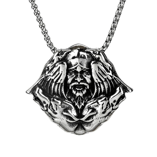 Vintage Viking Wolf Stainless Steel Men's Pendant Necklace